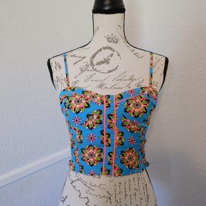 Neon Floral Patterned Crop Tank